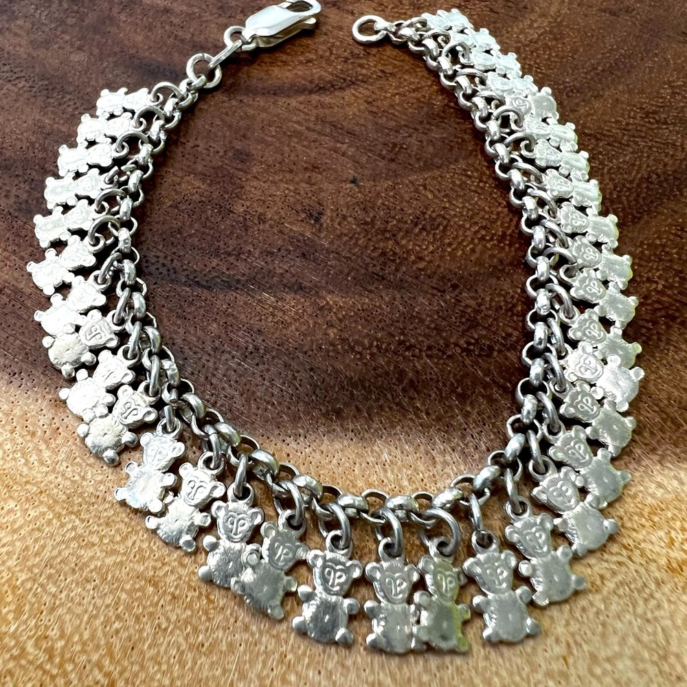Sterling Silver 7.5 inch teddy bear bracelet